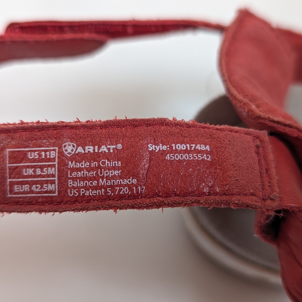 Ariat Leisure Red Leather Slingback Sandals Women's US 11 B - Picture 4 of 9